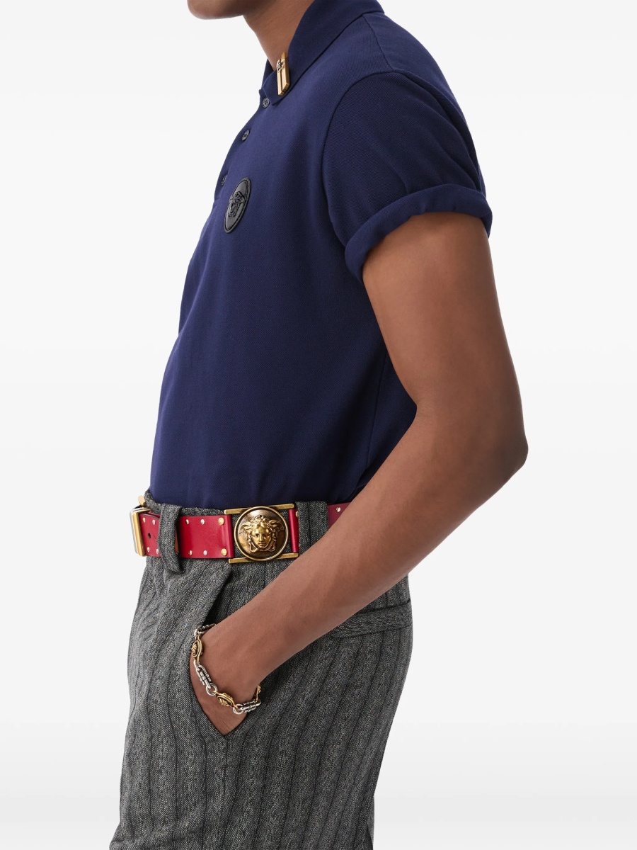 Tricou Polo Versace albastru din bumbac - Img 3