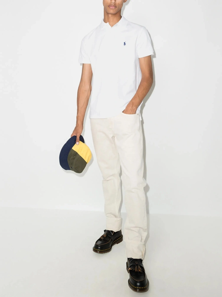 Tricou Ralph Lauren alb din bumbac 'Custom Fit' - Img 7