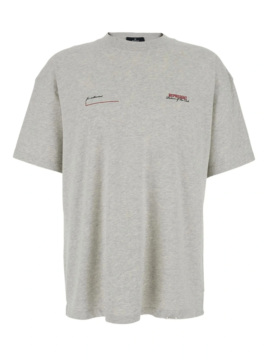 Tricou T-Shirt "Patron of the Club" Gray with Front and Back Logo Print in Men's Cotton - Img 6