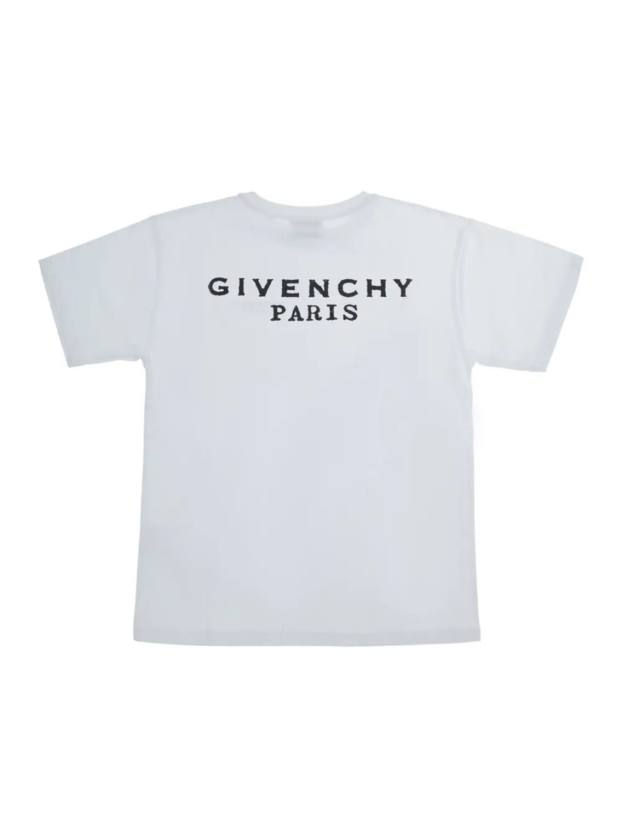 Tricou White Crew neck T-shirt with logo lettering on front and back in cotton Boy - Img 2