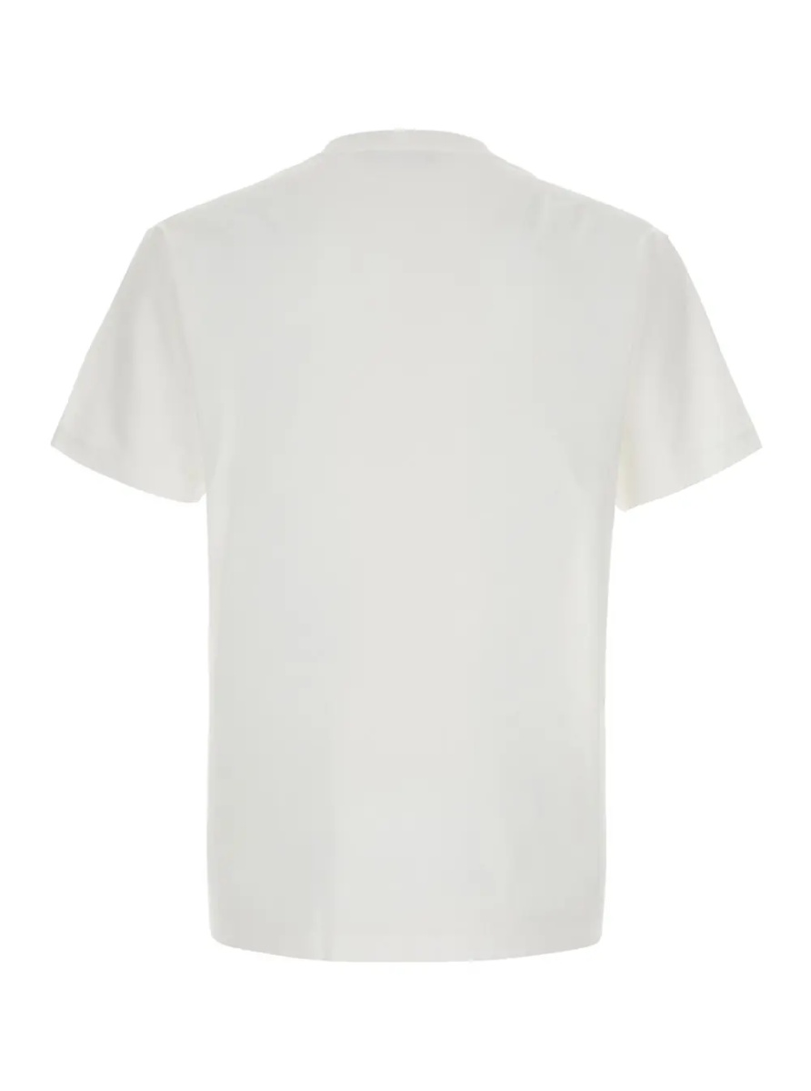 Tricou white Crew neck T-shirt with logo patch on the front in cotton for men - Img 2