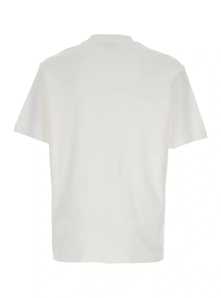 Tricou White Crew Neck T-Shirt with Maxi Logo on the Front in Cotton for Men - Img 2