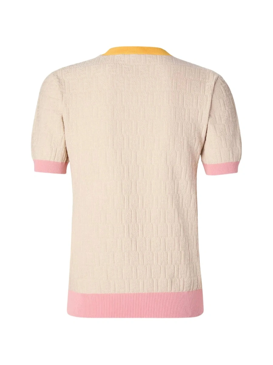 Tricou White T-Shirt 'COLOR BLOCK FF SHORT SLEEVES TEE' with Fendi Logo in Cotton Women - Img 4