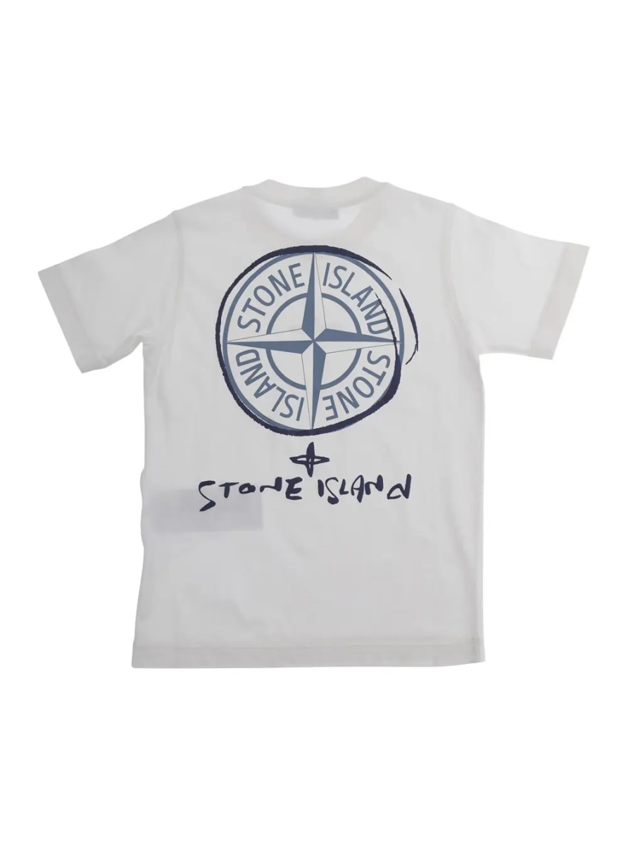 Tricou White T-Shirt 'Maxi Logo Print' Crew Neck for Kids - Img 2