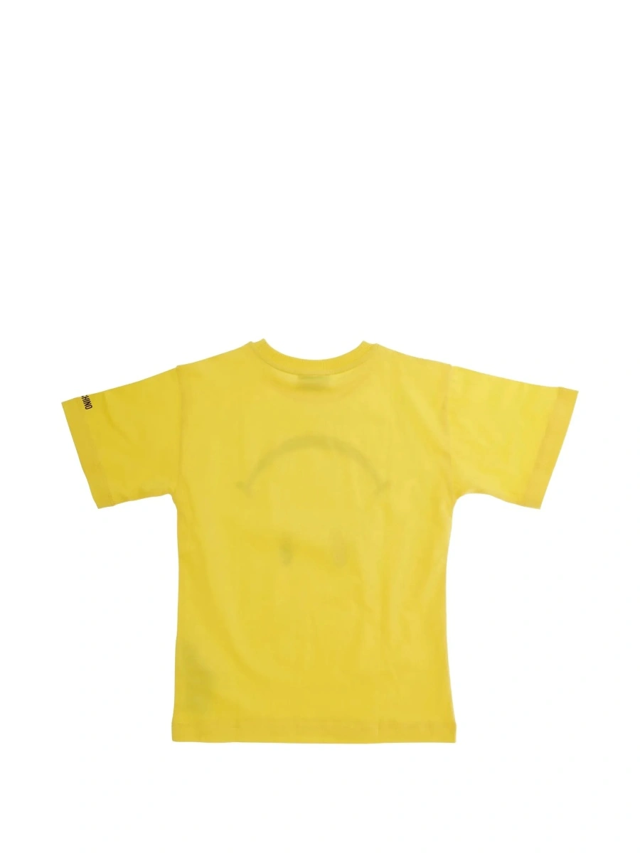Tricou Yellow crew neck t-shirt with maxi print on the front in cotton boy - Img 4