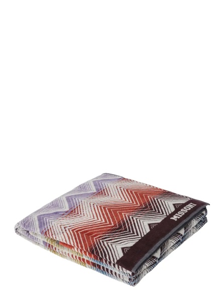 Accesorii Beach towel with logo lettering and ZigZag motif in multicolor cotton unisex