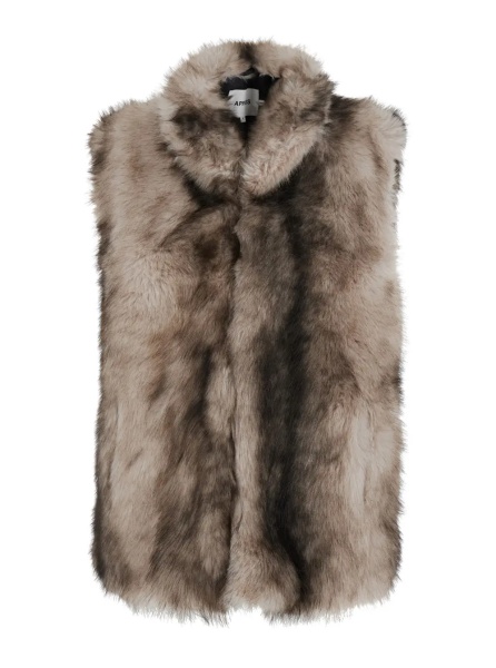 Blanuri 'LAILA' grey Fur vest with raised collar in eco-fur for women