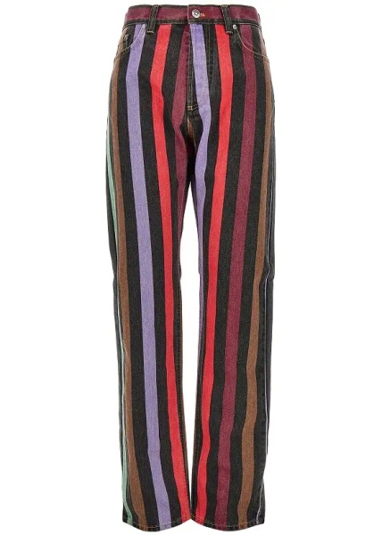Blugi Cotton denim jeans with striped motif