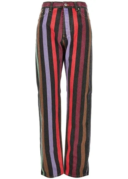 Blugi Cotton denim jeans with striped motif