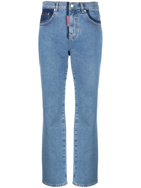 Blugi drepti MOSCHINO JEANS albastri din bumbac