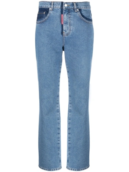 Blugi drepti MOSCHINO JEANS albastri din bumbac