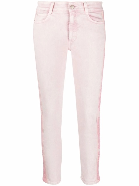 Blugi drepti Stella McCartney roz din bumbac si spandex/elastan