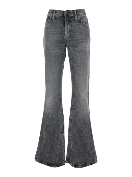 Blugi Gray Denim Bootcut Jeans with Logo Patch on the Back for Women