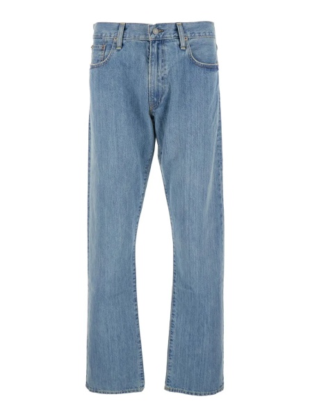 Blugi Light Blue Jeans with Belt Loops and Logo Patch on the Rear in Denim Man