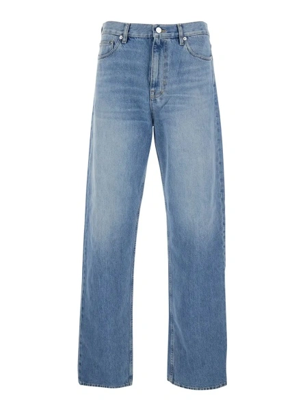 Blugi Light Blue Jeans with Bleach Effect in Denim for Men