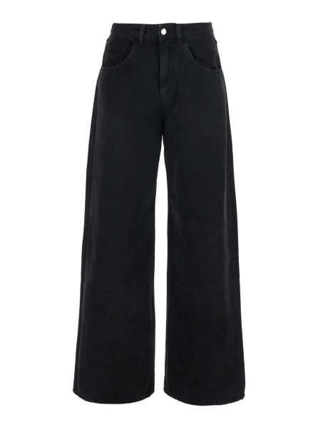 Blugi 'Poppy' Black Jeans with logo patch on the back and wide leg in denim for women