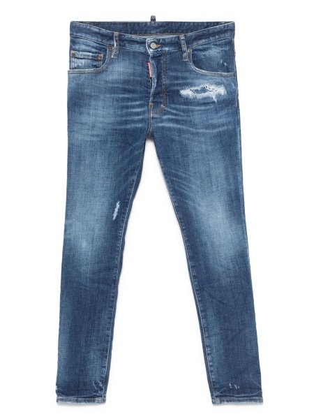 Blugi slim fit DSQUARED2 albastri din polyester si bumbac