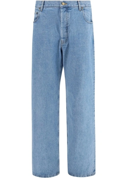Blugi Thom Browne albastri din denim