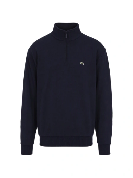 Bluza de trening Lacoste albastra din polyester si bumbac