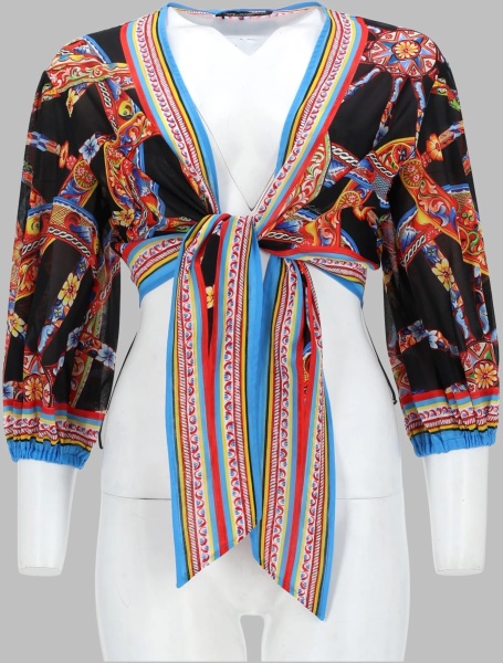 Bluza Top In Batista Stampa Carretto