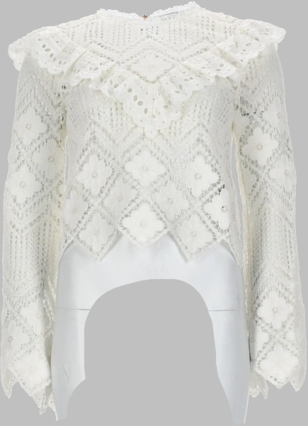 Bluza Top In Crochet Con Inserti In Pizzo