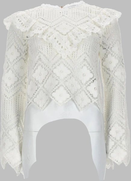 Bluza Top In Crochet Con Inserti In Pizzo
