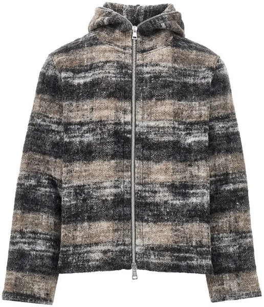Bluza trening Check wool-blend full-zip hoodie