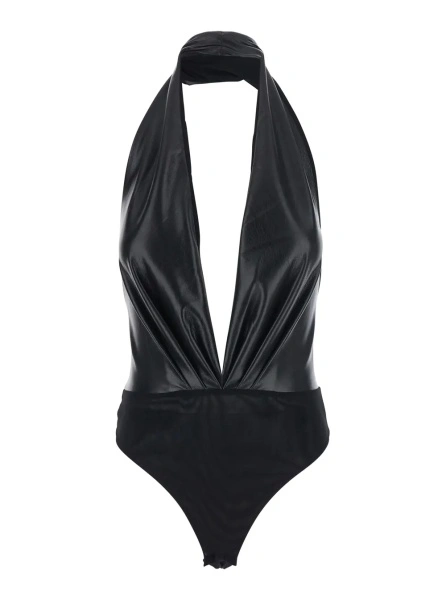 Body THE ANDAMANE negru din piele ecologica