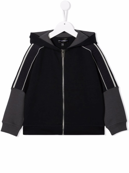 Bomber jacket Emporio Armani albastra din bumbac si polyester