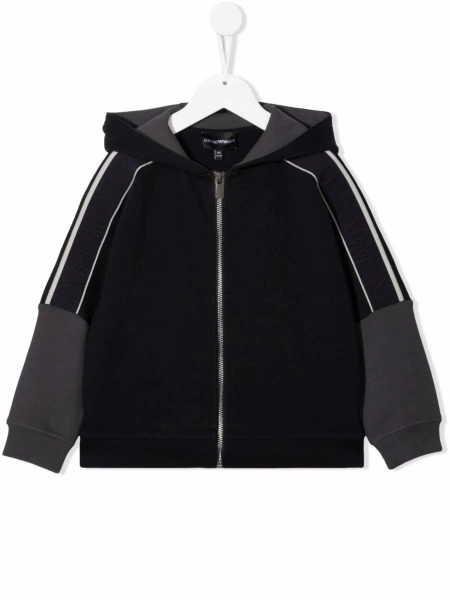 Bomber jacket Emporio Armani albastra din bumbac si polyester