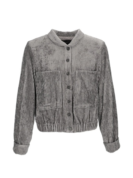 Bomber jacket Emporio Armani gri din vascoza