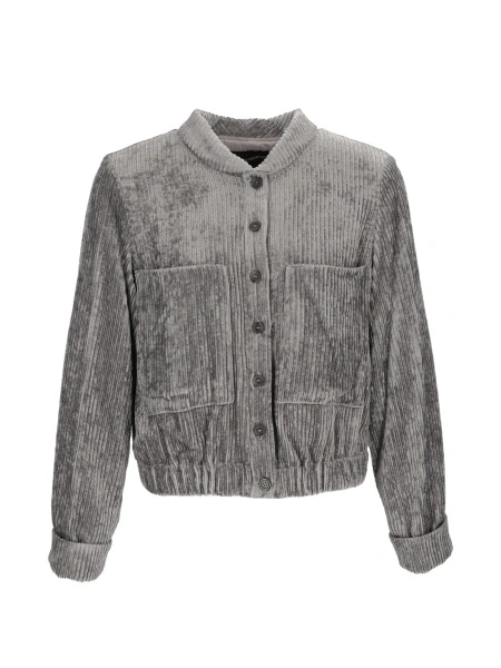 Bomber jacket Emporio Armani gri din vascoza