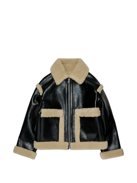 Bomber jacket MM6 Maison Margiela neagra din piele eco