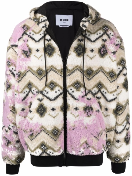 Bomber jacket MSGM alba din acrilic si polyester