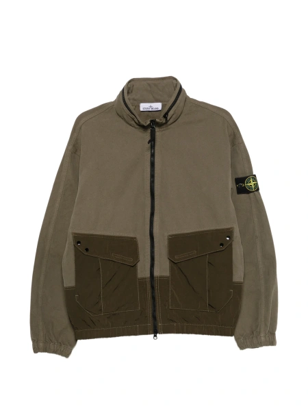 Bomber jacket Stone Island verde din bumbac organic