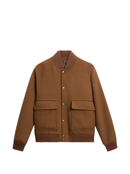 Bomber jacket Woolrich maro din polyester si lana