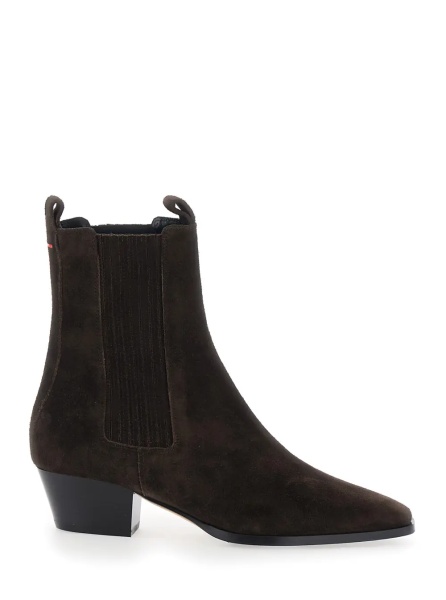 Botine 'Agata'Brown Ankle Boots with elasticized details on the side in suede for women