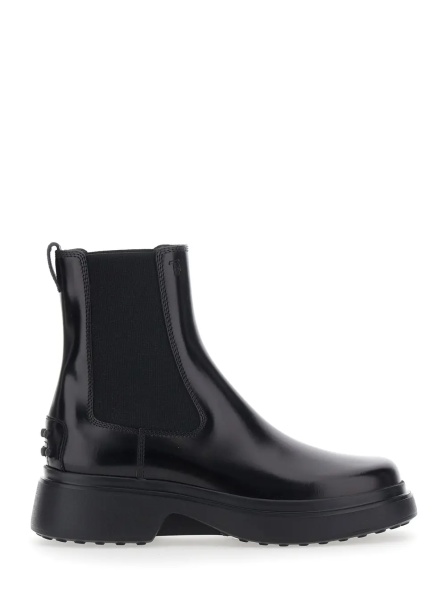 Botine Black Ankle Boots with Elastic Inserts on the Side in Leather Blend for Women