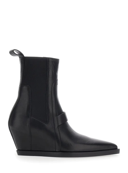 Botine 'SHARP WEDGE SLIVER' Black Ankle Boots with pointed design and tapered wedge in leather for women
