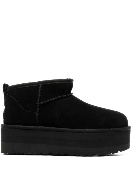 Botine UGG 'Classic Ultra Mini' negre din piele
