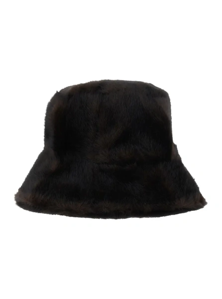 Caciula Brown unisex fur bucket hat with Polyester composition