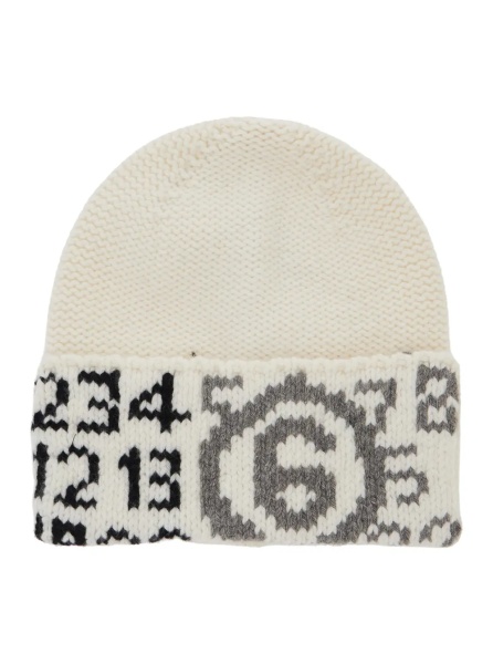 Caciula Cappello unisex in lana e tessuto tecnico bianco