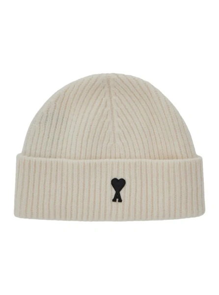 Caciula White beanie with ADC embroidery on the front in wool for men