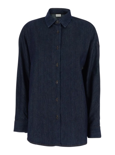 Camasa 'Casio' Blue Shirt with Classic Collar in Denim for Women