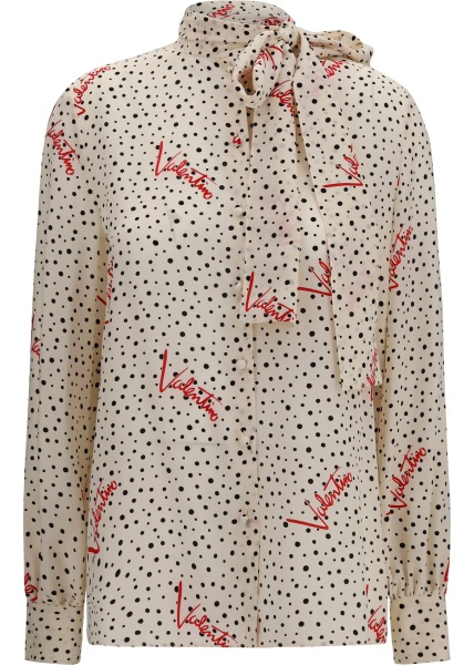 Camasa casual Crepe de chine bow-neck Shirt