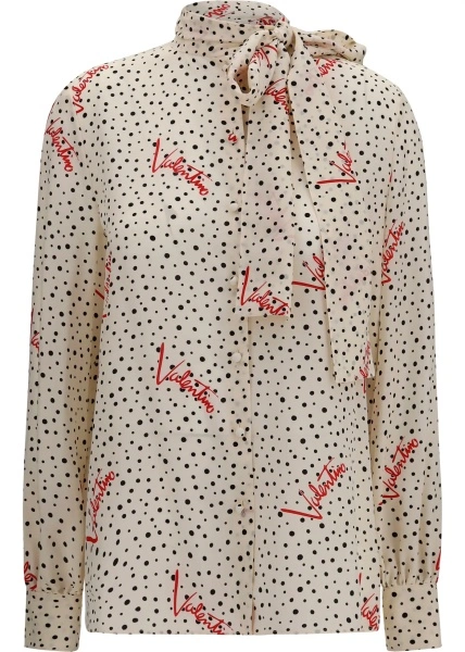 Camasa casual Crepe de chine bow-neck Shirt