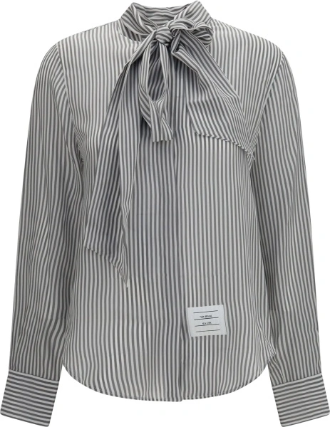 Camasa casual Thom Browne gri din matase