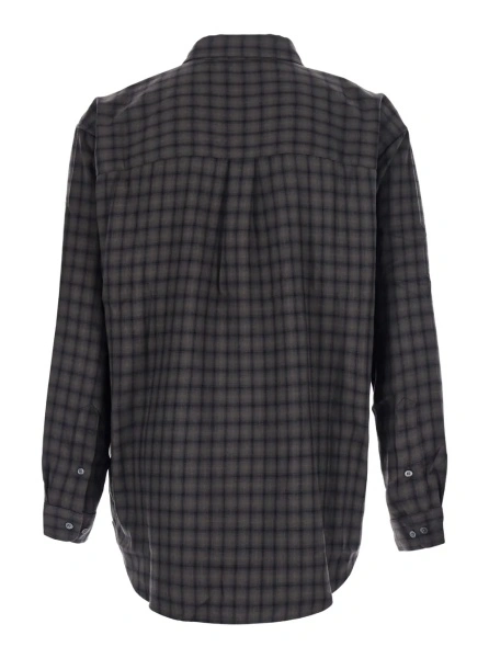 Camasa Green shirt with classic collar and all-over check motif in tech fabric for women