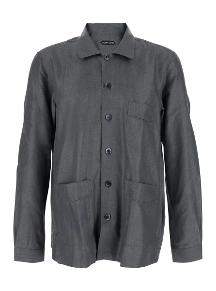 Camasa Grey Shirt with Chest Pocket in Silk Man