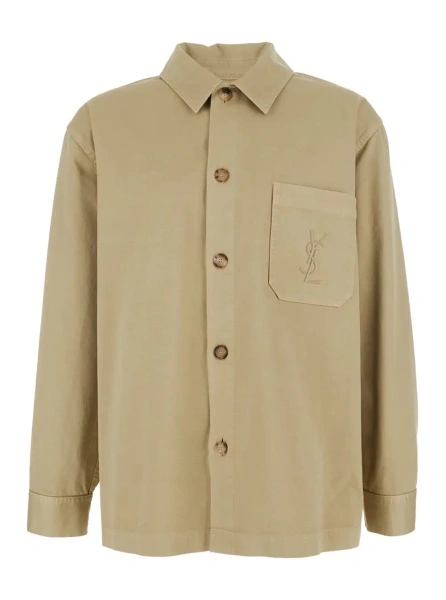 Camasa Saint Laurent bej din bumbac